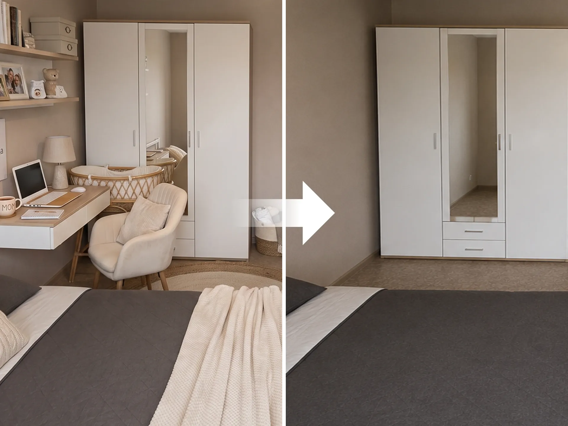 Удаление лишних предметов с фото комнаты